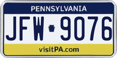 PA license plate JFW9076