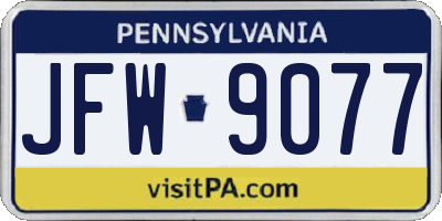 PA license plate JFW9077