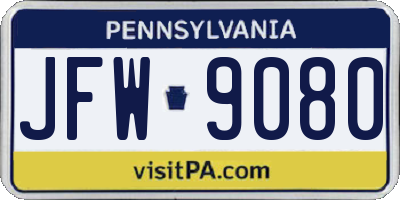 PA license plate JFW9080