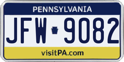 PA license plate JFW9082