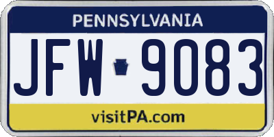 PA license plate JFW9083