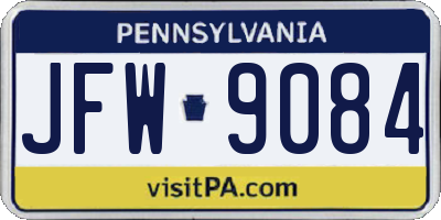PA license plate JFW9084