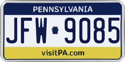 PA license plate JFW9085