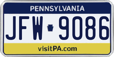 PA license plate JFW9086