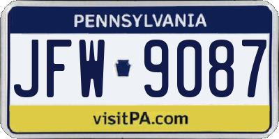 PA license plate JFW9087