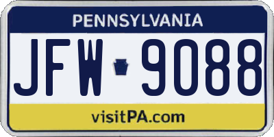 PA license plate JFW9088