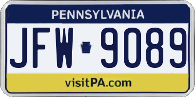 PA license plate JFW9089