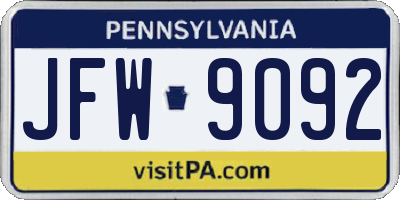 PA license plate JFW9092