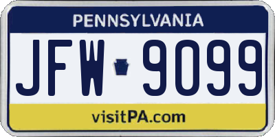 PA license plate JFW9099