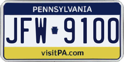 PA license plate JFW9100