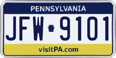 PA license plate JFW9101