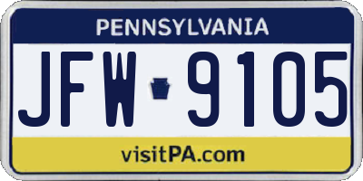 PA license plate JFW9105