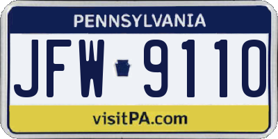 PA license plate JFW9110