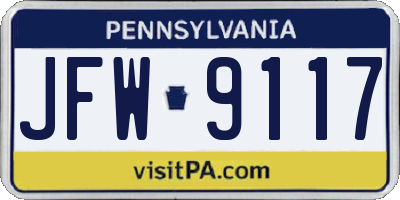 PA license plate JFW9117