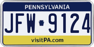PA license plate JFW9124