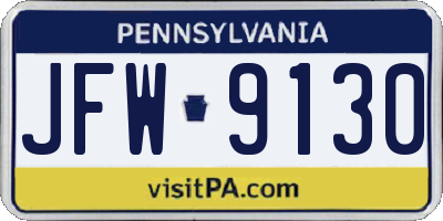 PA license plate JFW9130