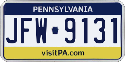 PA license plate JFW9131