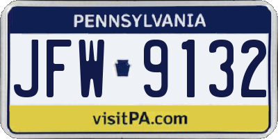 PA license plate JFW9132