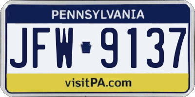 PA license plate JFW9137