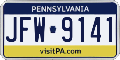 PA license plate JFW9141
