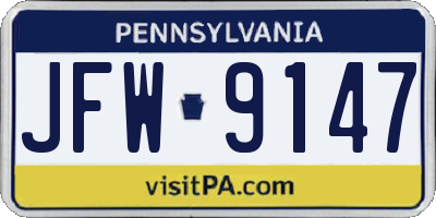 PA license plate JFW9147