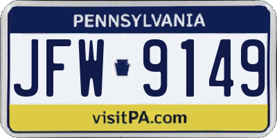 PA license plate JFW9149