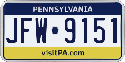 PA license plate JFW9151