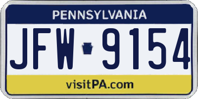 PA license plate JFW9154