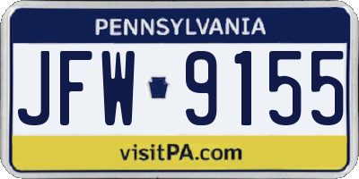 PA license plate JFW9155