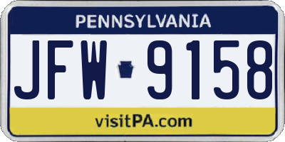 PA license plate JFW9158