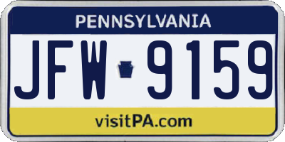 PA license plate JFW9159
