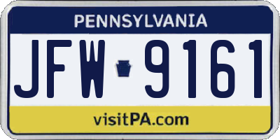 PA license plate JFW9161