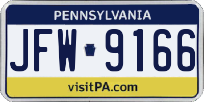 PA license plate JFW9166