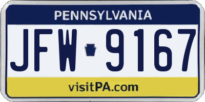 PA license plate JFW9167