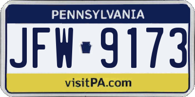 PA license plate JFW9173
