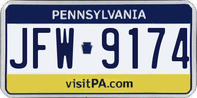PA license plate JFW9174