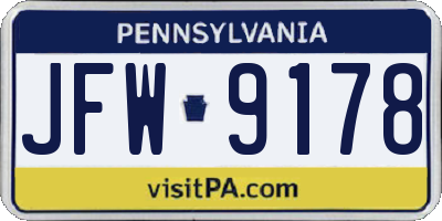 PA license plate JFW9178