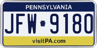 PA license plate JFW9180