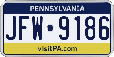PA license plate JFW9186