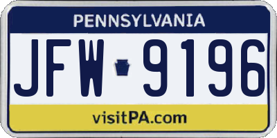 PA license plate JFW9196