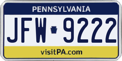PA license plate JFW9222