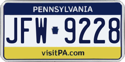 PA license plate JFW9228