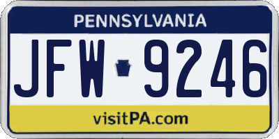 PA license plate JFW9246
