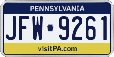 PA license plate JFW9261
