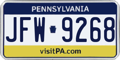 PA license plate JFW9268