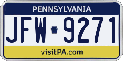 PA license plate JFW9271