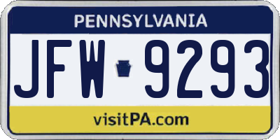 PA license plate JFW9293