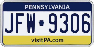 PA license plate JFW9306