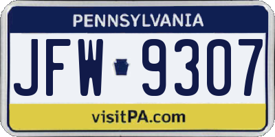 PA license plate JFW9307