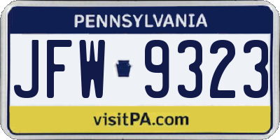 PA license plate JFW9323
